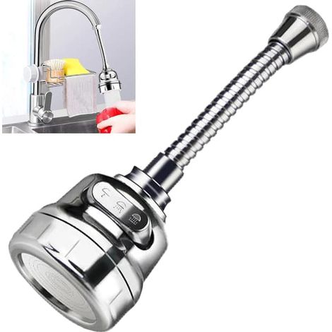 Robinet d'extension argenté monobloc, rallonge anti-éclaboussures, utilisation flexible de l'eau (1/3)