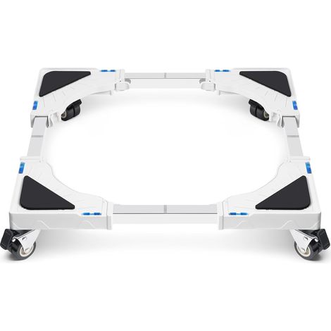Support Machine à Laver Réglable en Largeur 40-60cm, Socle Lave Linge Charge 200KG, Bases de Réfrigérateur et Sèche-Linge avec 4 Roues de Blocage, Anti-Vibration, Réduction du Bruit, Blanc (1/5)