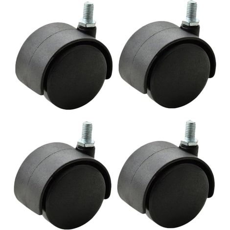 Roulettes de rechange pour chaise M8, lot 4, en plastique noir