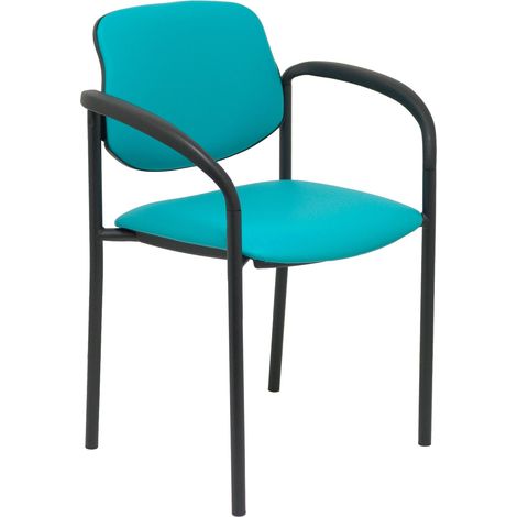 Silla fija Styl similpiel verde chasis negro con brazos
