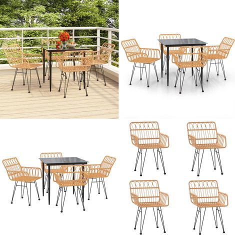 5-tlg. Garten-Essgruppe Poly Rattan - Poly Rattan - Gartenmöbel (1/5)