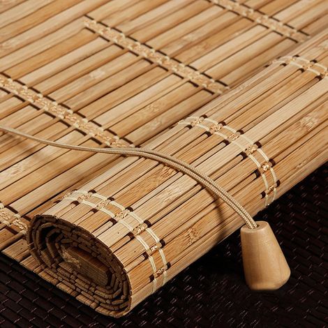 Store Enrouleur Bambou Naturel,Store Occultant en Exterieur,Stores À Rouleaux Romains,75% Protection Solaire Intimité Écran,Respirant/écologique,Personnalisable (100x200cm/39x79in) - 100l x 200L cm