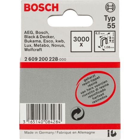 Bosch Schmalrückenklammer Typ 55 geharzt, 28, 3000er-Pack, für Druckluftnagler/Drucklufthefter