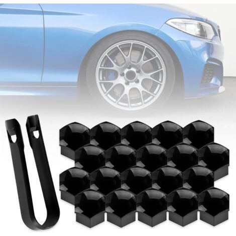 20 Stück, Durchmesser 19 mm (Schwarz) Radmutternkappen, Radschraubenabdeckungen für die Automobilumrüstung, Universelle Abdeckungen für die Automobilumrüstung mit Werkzeug für Radmuttern (1/5)
