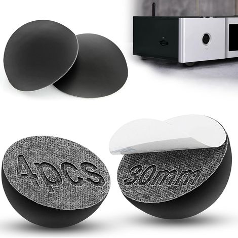 4 x Rubber Pads 30 mm Silicone Rubber Sticker Hemispherical Black Rubber Foot for Appliances, Spotlights, High Speakers, Furnishings (1/5)