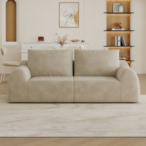 Petit canapé deux places 190 cm, canapé compressible sans cadre en mousse, sans assemblage, pour salon, chambre et appartement, kaki (1/5)