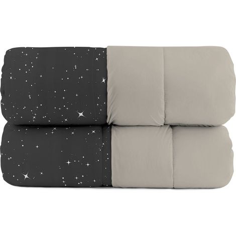 Trapunta Invernale Matrimoniale Stampata in Microfibra 200gr Double Face Stars Grigio (1/3)