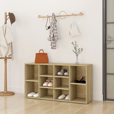 Banco zapatero contrachapada color roble 103x30x55 cm vidaXL (1/5)
