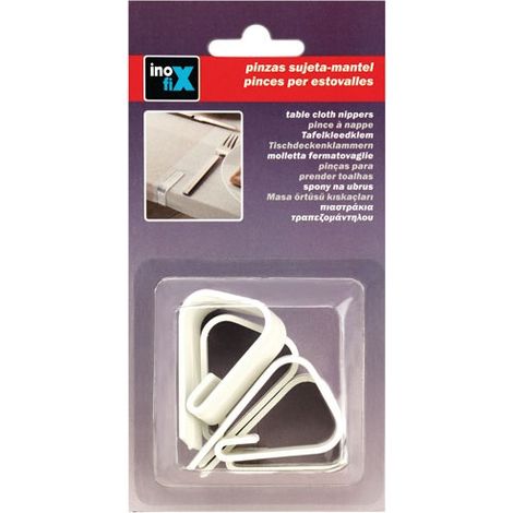 INOFIX - Pince nappe plastique blanc par 4 en blister (1/2)