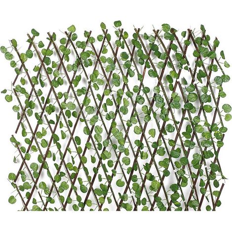 Clôture artificielle télescopique avec fausses fleurs et feuilles vertes, idéale pour le jardin extérieur. Dimensions : 40 x 20 cm. Protection contre la pousse des plantes. (1/5)