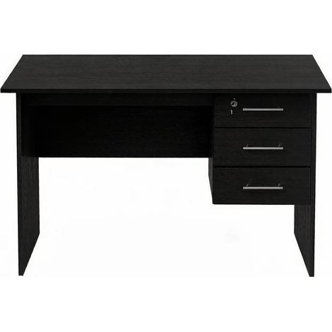 Scrivania da ufficio in legno nero 120 x 60 x 75 cm con 3 cassetti e serratura (1/5)