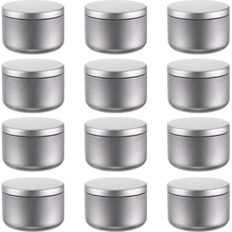 Boîtes à thé rondes en métal argenté vintage - Lot de 12 - Dimensions : 5,3 cm x 3,8 cm (1/5)