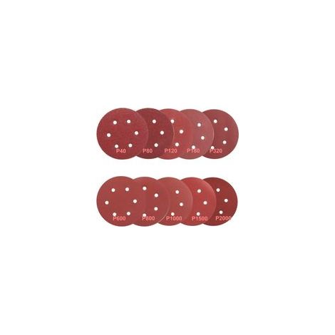 Lot de 100 disques abrasifs 150mm – Assortiment grains 40 à 2000 – Pour ponçage bois, métal et plastique – Dos en molleton épais