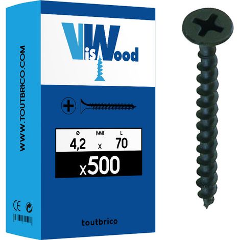Vis placo 4,2X70mm phospaté noir 500 pièces - VISWOOD - 7034270 (1/5)