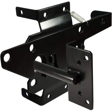 LAN Hochleistungs-Selbstverriegelungs-Automatik-Hebelriegel für Holz-/PVC-Zäune, Pfostenmontage, mit Befestigungsmaterial, für Pool, Garten, Hof, Stahl, Schwarz (1/5)