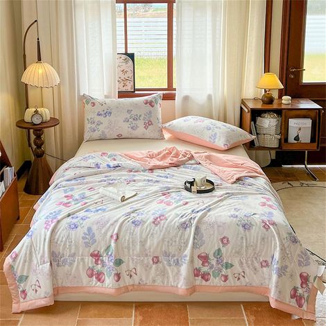 1 Couette réversible 2,5 Tog, microfibre respirante, garnissage 200g/m², lavable machine, pour lit double été (1/5)