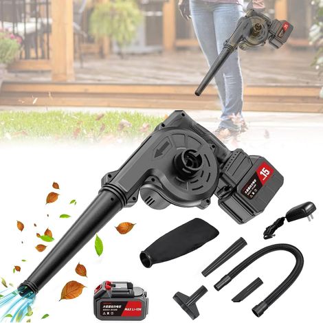 Laubbläser, 21 V, 750 W, 2-in-1, Blasen und Saugen, kabelloser Laubbläser mit Turbolader, mit Auffangbeutel, Akkus und Ladegerät für Garten, Rasenpflege, Gartenarbeit, Dewe