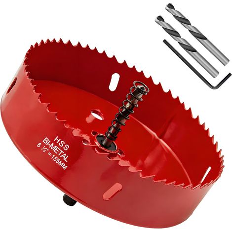 Scie Cloche 155mm,HSS M42 Bi-Métal Scies-cloches Bois,avec adaptateur de tige triangulaire et foret de centrage,Idéal pour boîte de mur creux,Cloison Sèche, Plastique,Plaque de Plâtre (1/5)