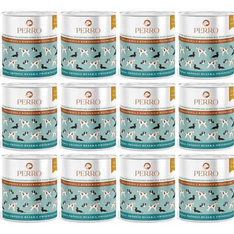 Pâtée pour chien Perro au bœuf et à la racine de persil, 6 x 850 g (1/2)