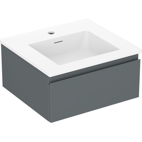 Mexen Orio Badezimmerschrank 50 cm mit Waschbecken Otis, 1 Schublade, Graphit matt/Weiß matt - 91A10-05023-1-BF66-W18M01 (1/5)