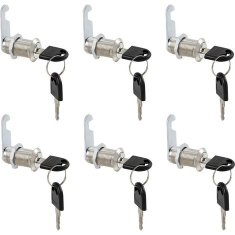 6er Set Briefkastenschlösser 30mm mit Schlüssel, Zinklegierung, für Schrank & Möbel