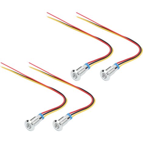 Satz von 4 8mm 12-24V roten und gelben Metall-LED-Anzeigen, gemeinsame Kathode, industrielle Anzeige, Steuerungskomponente für Schalttafeln. (1/5)
