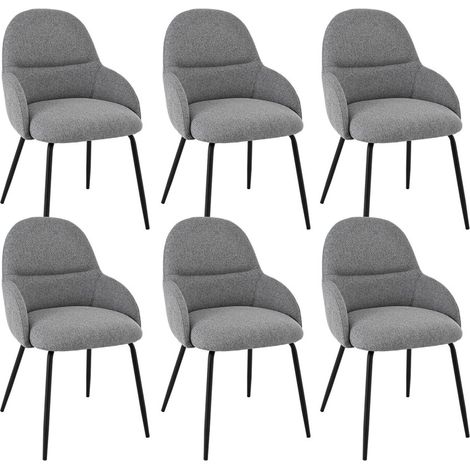 Goeurvant Sedie da pranzo in stile scandinavo minimalista, che offrono un supporto ottimale per la schiena e una base stabile in legno - Set di 6 - Grigio