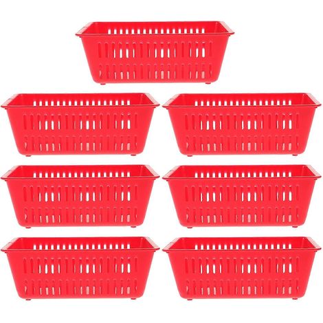 Lot de 7 paniers de rangement décoratifs en plastique pour pièces de monnaie, bureau ou autres petits objets (rouge)-16.00X11.00X5.60CM-Red (1/3)