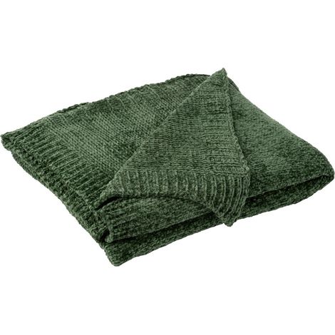 Plaid Uni Chenille "Bradly" 130x170cm Vert Foncé