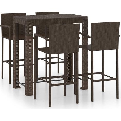 Maison Exclusive - Muebles de bar de jardín 5 pzas ratán PE repos (1/5)