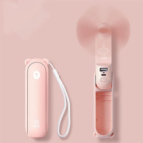 rose-mini Ventilateur Portatif, Ventilateur  Main 3 En 1, Ventilateur De Poche Rechargeable, Ventilateur  Piles [14-21 Heures De Travail] Avec Bat (1/5)