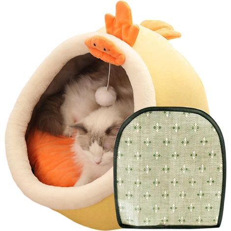 Niche Pour Chat - Lit Grotte En Peluche Lavable - Pour Chat Intérieur - Confortable Et Doux - 1 Pièce (1/5)