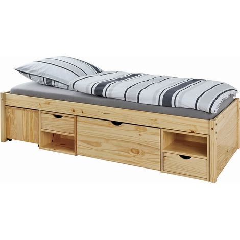 CALI - Lit 90x200cm multi-rangement Bois Massif (1/5)
