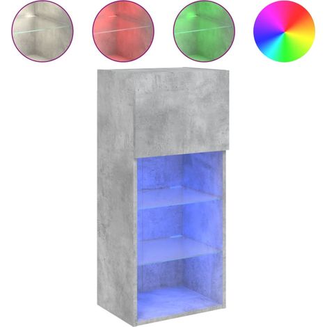 Mobile TV Armadietto TV Mobile Porta TV con Luci LED Grigio Cemento 40,5x30x90 cm (1/5)