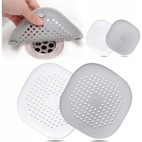 4 pièces filtre de drain de silicone, avec ventouse, pour évier et baignoire, couverture de bonde anti-cheveux (1/5)