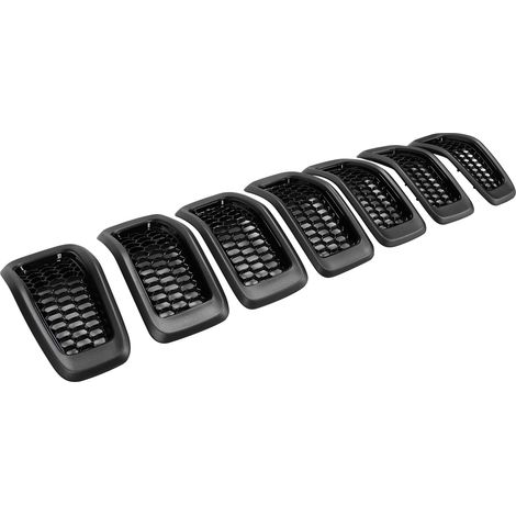7 pièces 22x10,3cm Grille de calandre noire de course automobile, cadre résistant à la corrosion 68303626AB, remplacement pour Cherokee 2014‑2018 (1/5)