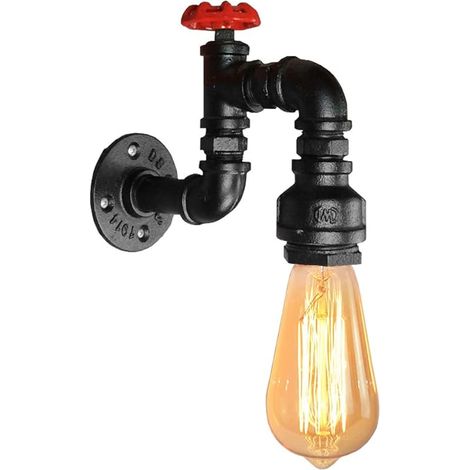 Applique Murale Industrielle Lampe Murale Vintage en Design Tuyau Lumière Art Déco pour Café, Bar, Restaurant, Couloir - Noir (1 pack) (1/5)