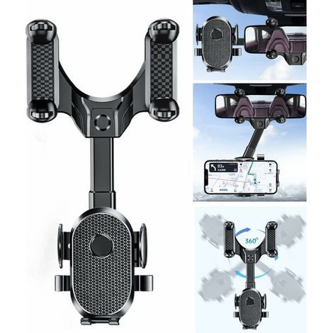 Support de téléphone portable pour voiture - Rotation à 360° et rétractable - Support de téléphone portable pour voiture - Tableau de bord (1/4)