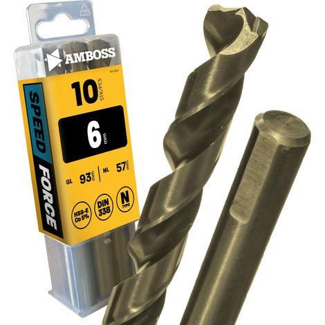 Lot de 10 forets hélicoïdaux Speed Force Ø 6,0 mm – HSS-G DIN 338 pour acier, acier doux, aluminium, métaux colorés, tôles, profilés, hexagonaux pour perceuse, perceuse sans fil (1/5)