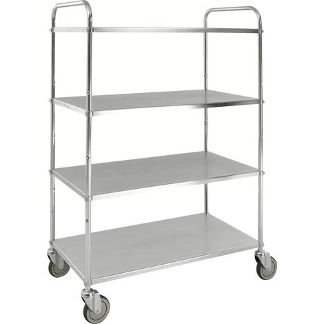 Kongamek Etagenwagen mit 4 Böden 900x440mm pulverbeschichtet und verzinkt 24mm Rand mit Bremse