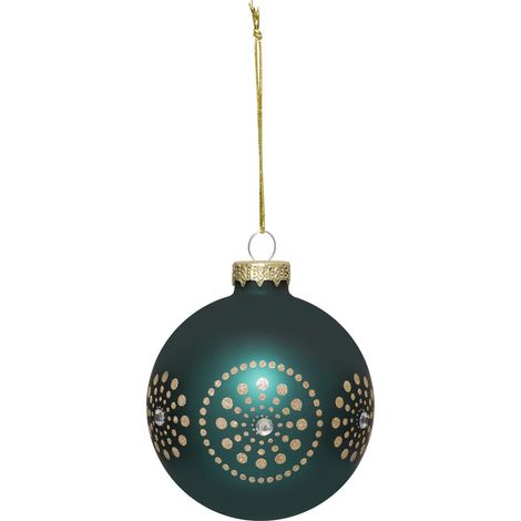 Déco Sapin Boule de Noël en Verre D 8 cm Vert déco Feu d'artifice - Feeric Christmas (1/2)