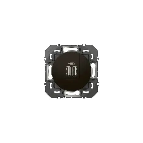 DOUBLE CHARGEUR USB TYPE-A DOOXIE 3A15W FINITION NOIR MAT LEGRAND LEG600543 (1/3)