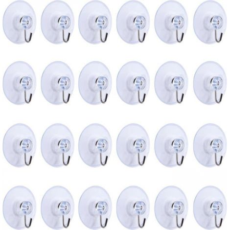 Lot de 24 crochets muraux à ventouses, Ø45 mm, réutilisables, sans perçage, idéaux pour la salle de bain et la cuisine. (1/5)