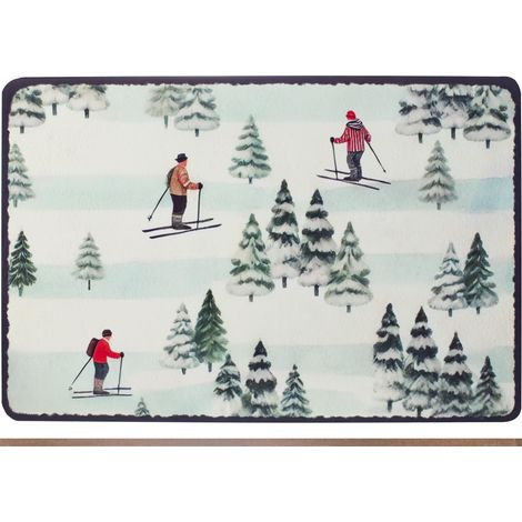 Lot de 2 Sets de Table en liège, décor, skieurs, 43 x 28 cm, naturels, résistants et antidérapants, Parfaits pour Table, Cuisine et Usage Quotidien (1/2)
