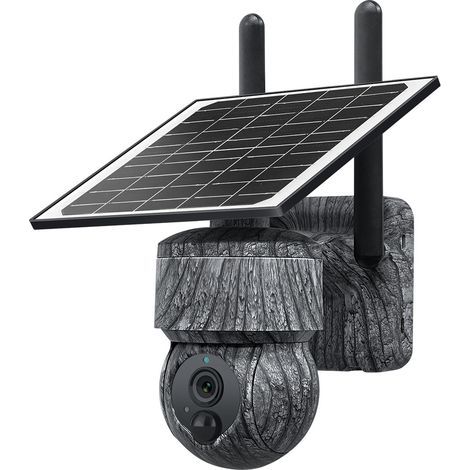 Cámara de Vigilancia Exterior Camuflada Solar 4G WiFi, Rotación 335° Horizontal 90° Vertical, IP66 Impermeable, Visión Nocturna Infrarroja 15m, Resolución CMOS 16002500, Alerta y Compensación de Ré (1/4)