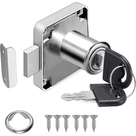 verrou à came de 22 mm, serrure boîte aux lettres verrou placard serrure d'armoire de sécurité avec clé différente serrures pour meubles, armoire, boîte aux lettres, tiroir, bureau, casier. (1/5)