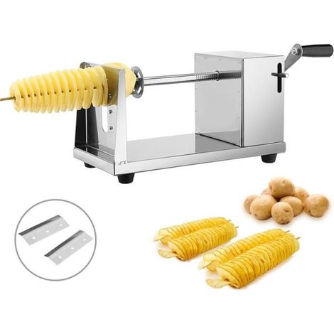 Machine à la pomme de terre manuelle à l\'acier inoxydable Trancheuse à torréfiée Fraise à légumes en spirale (1/4)