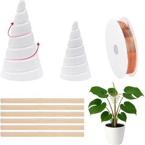 Fil Cuivree kit Antenne de Jardin, Jardinage Fil de Cuivre 2,5 m et 2 Pièces Bobines Fibonacci pour Electroculture, 6 Tuteurs pour la Culture électrique de Plantes et de Légumes (1/5)
