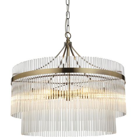 Endon Marietta Lampe suspendue à 5 bras multiples en laiton antique