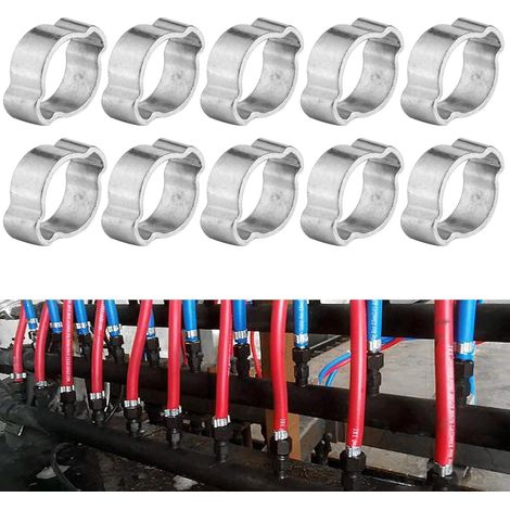 10 Pièces Colliers de Serrage À Double Oreille, Colliers de Serrage À Deux Oreilles en Acier Inoxydable, O-Clips Fixation de Tuyau, pour Tuyaux en Silicone/Caoutchouc (17-20mm) (1/5)